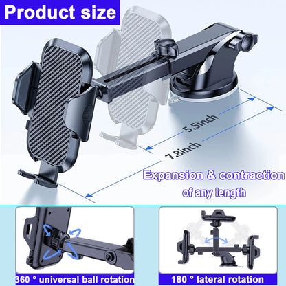 Universal Car Phone Mount with Air Vent Clip and Extended Arm for All Smartphones