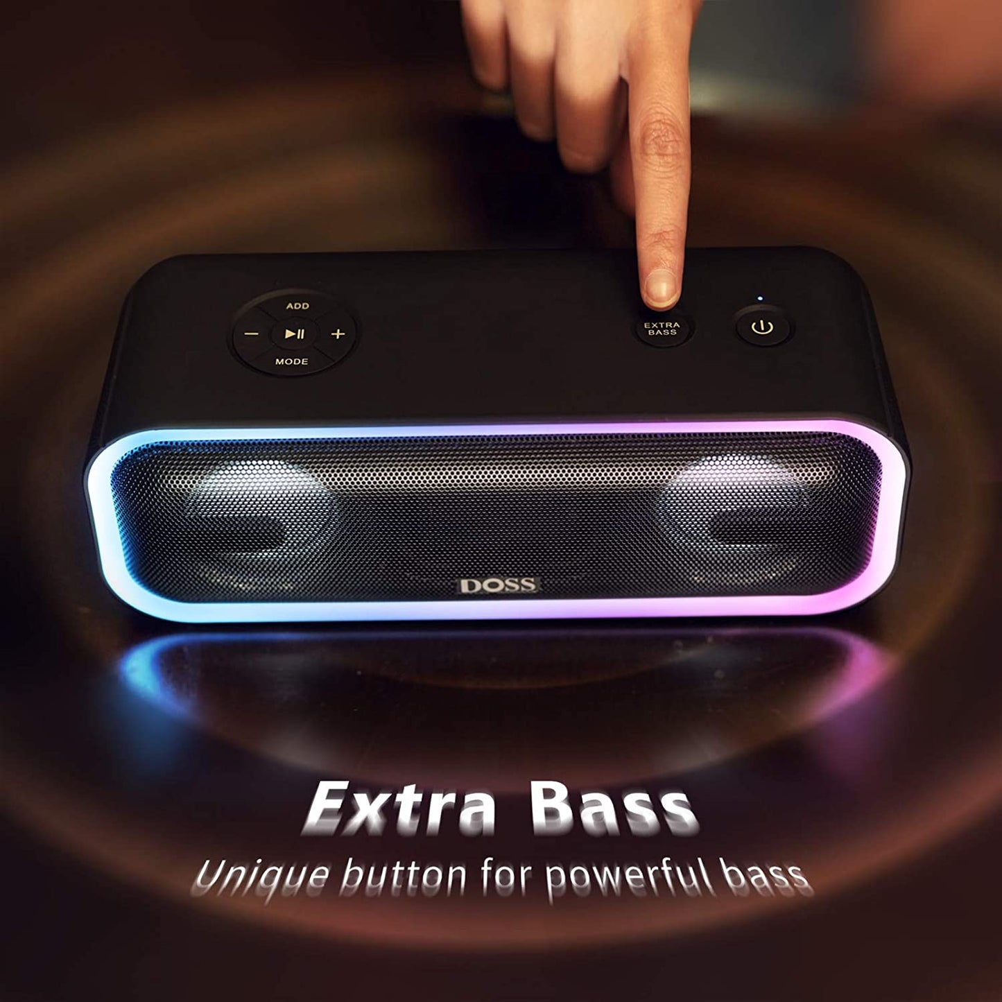 Soundbox Pro+ Bluetooth Speaker - 24W Immersive Stereo Sound with Enhanced Bass, IPX6 Waterproof Rating, 15 Hours Battery Life, Multi-Color Lighting, Wireless Design for Outdoor Activities and Events - Black