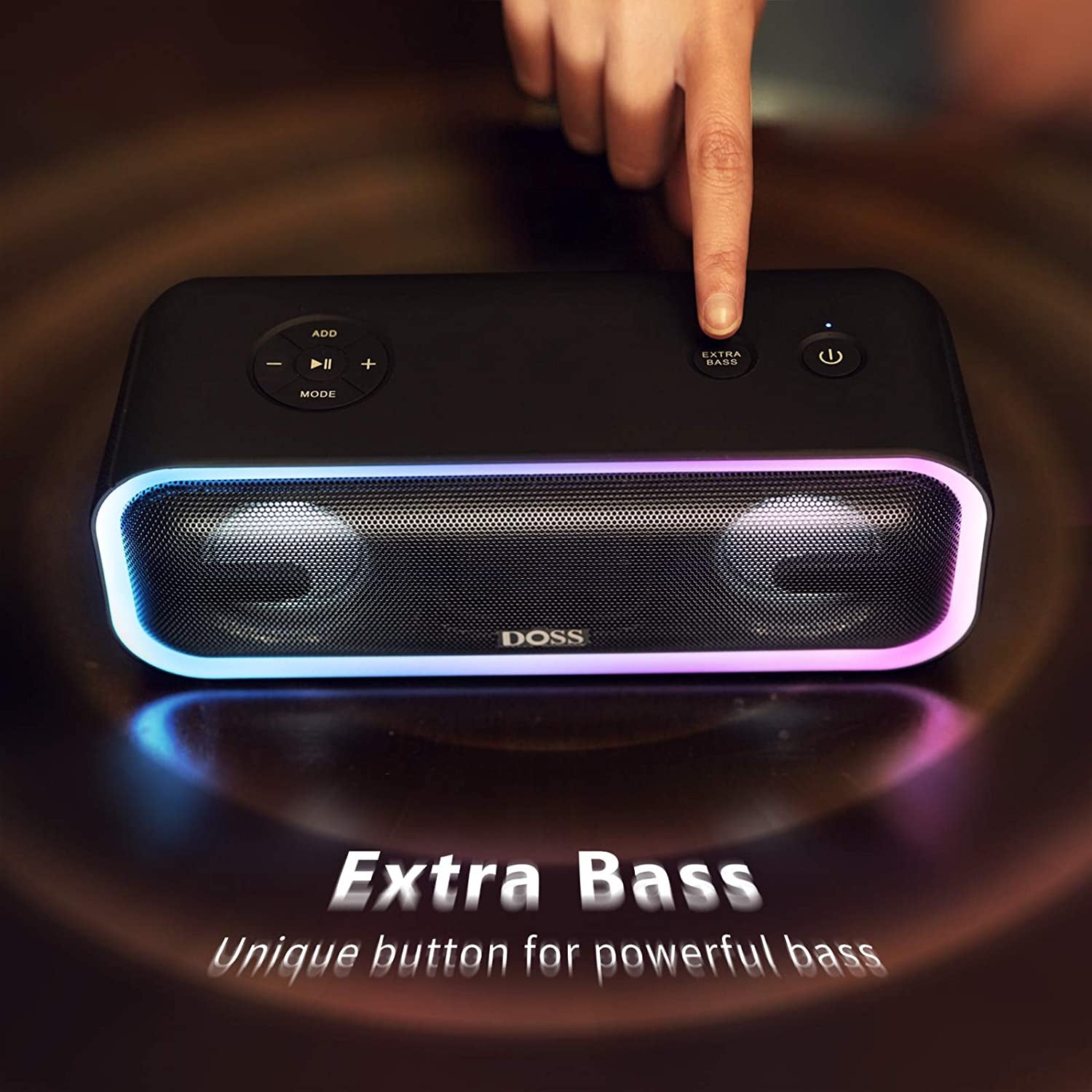 Soundbox Pro+ Bluetooth Speaker - 24W Immersive Stereo Sound with Enhanced Bass, IPX6 Waterproof Rating, 15 Hours Battery Life, Multi-Color Lighting, Wireless Design for Outdoor Activities and Events - Black
