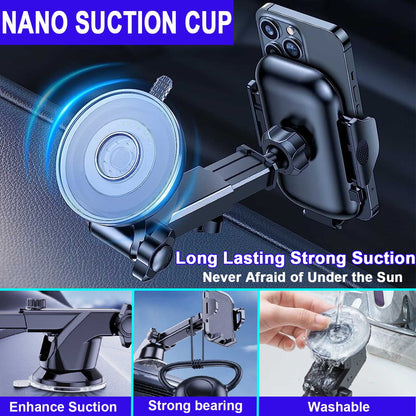 Universal Car Phone Mount with Air Vent Clip and Extended Arm for All Smartphones