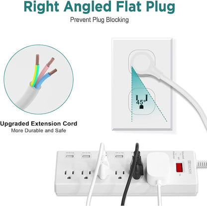 Surge Protector Power Strip with 6 Outlets and 6 USB Charging Ports, 1625W/13A Multi-Device Extension Cord (6ft, White)