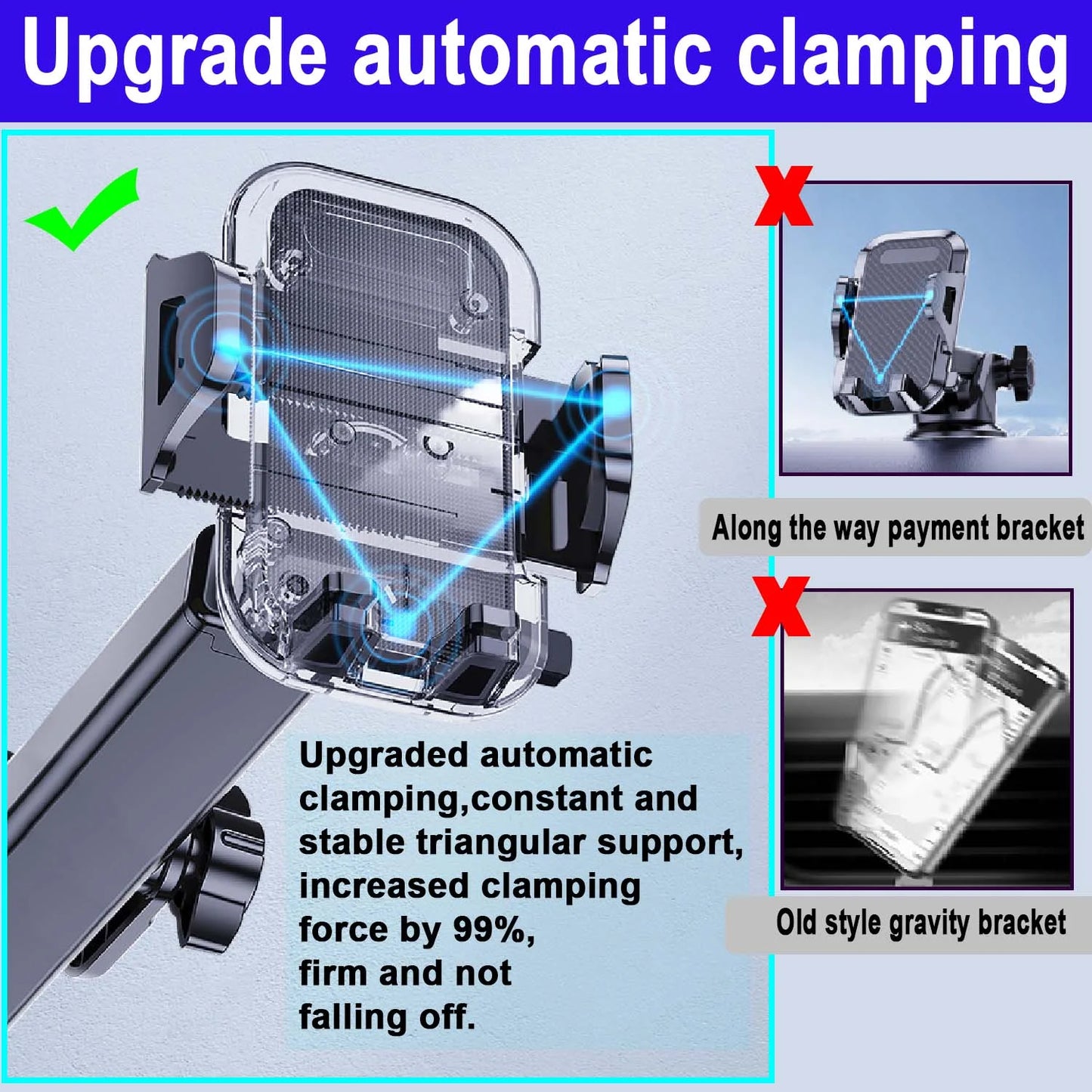 Universal Car Phone Mount with Air Vent Clip and Extended Arm for All Smartphones