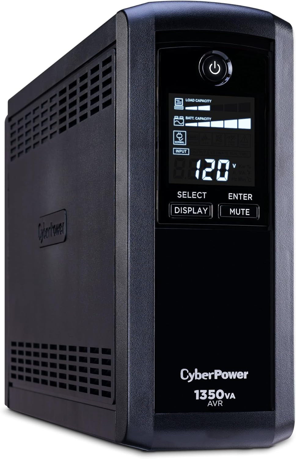 CP1350AVRLCD Intelligent LCD Uninterruptible Power Supply (UPS) with Surge Protection, 1350VA/815W, 10 Outlets, Automatic Voltage Regulation, Mini-Tower Design, UL Certified