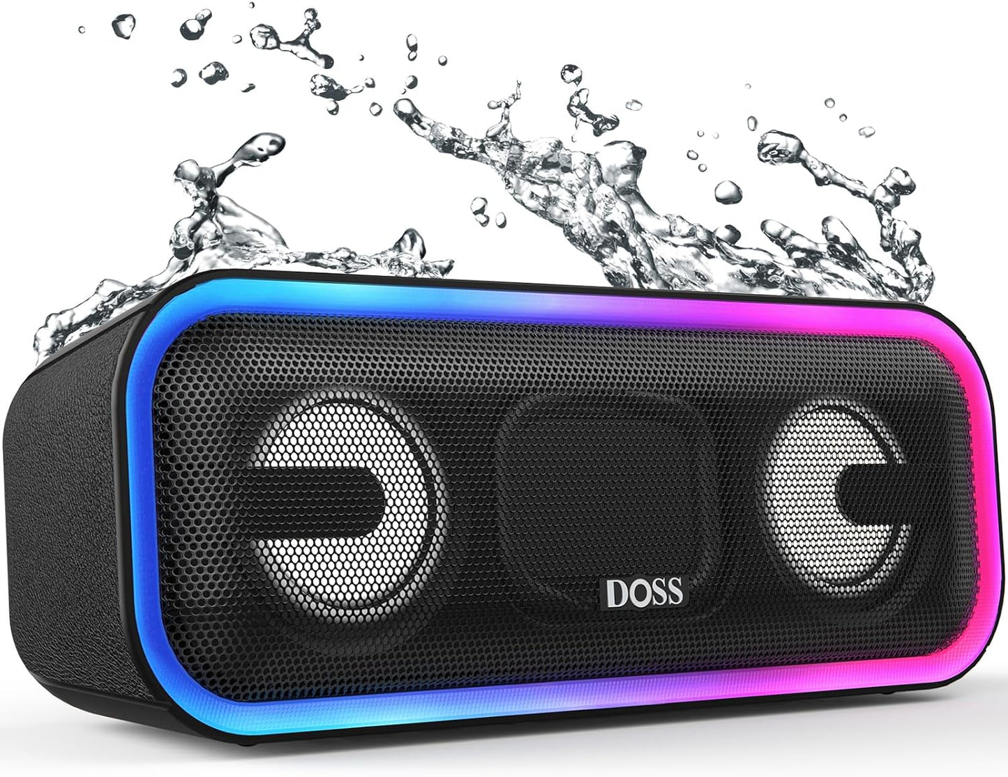 Soundbox Pro+ Bluetooth Speaker - 24W Immersive Stereo Sound with Enhanced Bass, IPX6 Waterproof Rating, 15 Hours Battery Life, Multi-Color Lighting, Wireless Design for Outdoor Activities and Events - Black