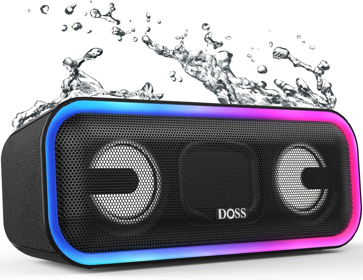 Soundbox Pro+ Bluetooth Speaker - 24W Immersive Stereo Sound with Enhanced Bass, IPX6 Waterproof Rating, 15 Hours Battery Life, Multi-Color Lighting, Wireless Design for Outdoor Activities and Events - Black