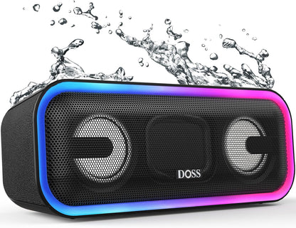 Soundbox Pro+ Bluetooth Speaker - 24W Immersive Stereo Sound with Enhanced Bass, IPX6 Waterproof Rating, 15 Hours Battery Life, Multi-Color Lighting, Wireless Design for Outdoor Activities and Events - Black