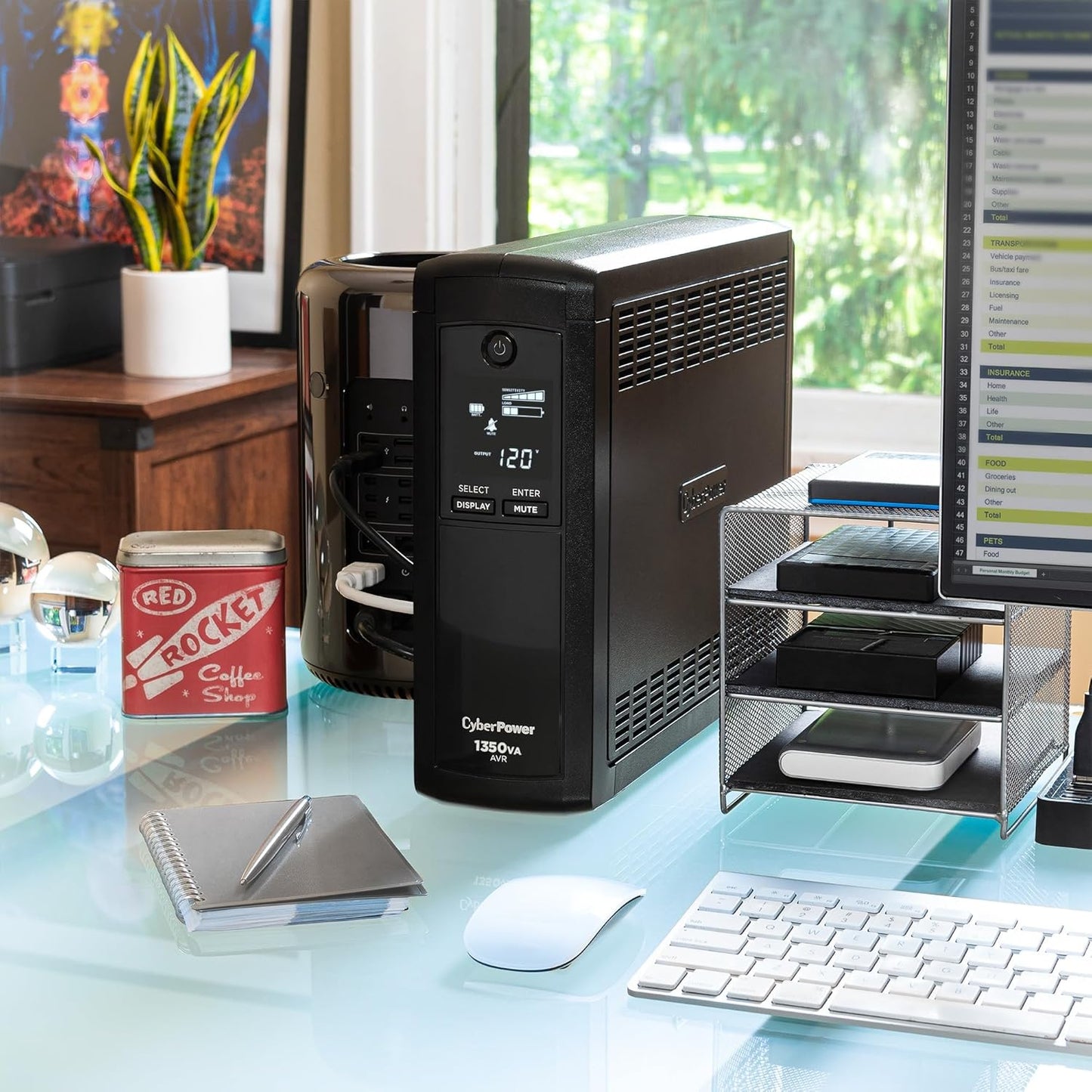 CP1350AVRLCD Intelligent LCD Uninterruptible Power Supply (UPS) with Surge Protection, 1350VA/815W, 10 Outlets, Automatic Voltage Regulation, Mini-Tower Design, UL Certified