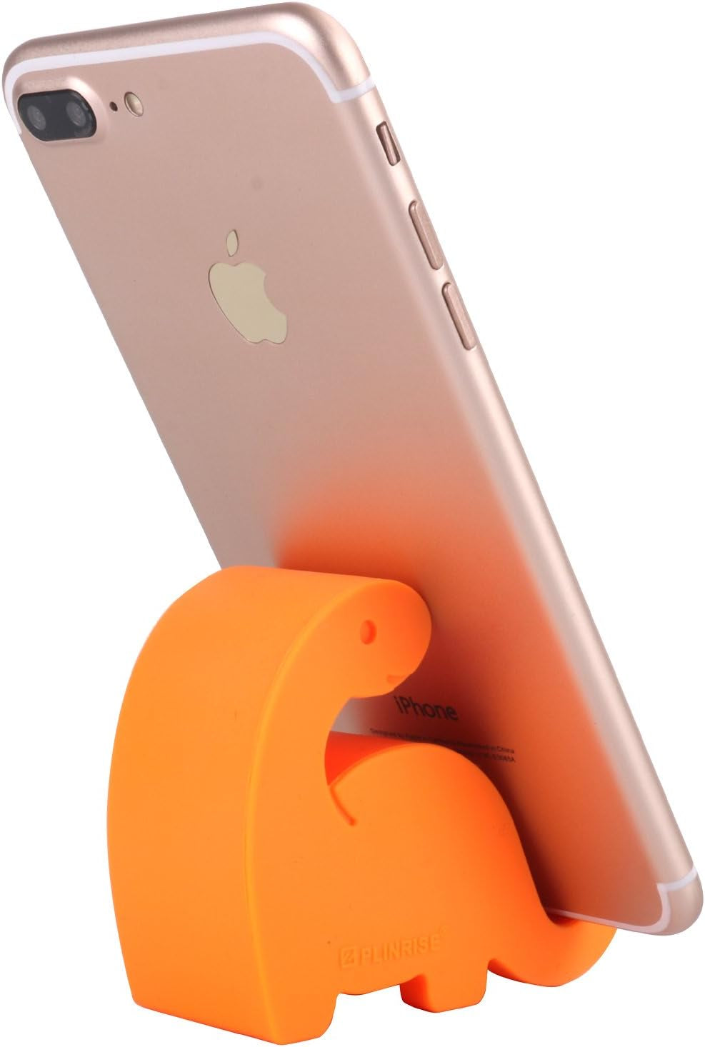 Plinrise Dinosaur Stripe Silicone Desk Phone Stand - Creative Holder for Phones and Tablets, Size: 1.3" x 3.0" x 2.7" (Orange)