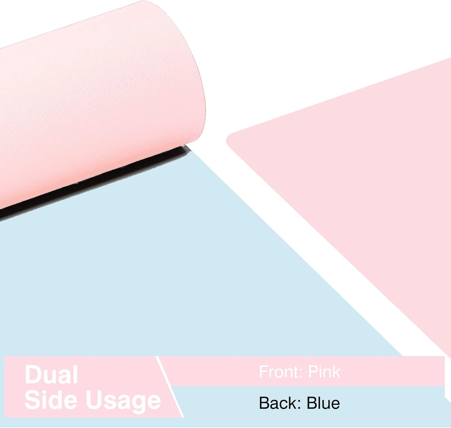 Dual Sided Desk Pad, Large Desk Mat, Waterproof Desk Blotter Protector Mouse Pad, Leather Desk Pad Large for Keyboard and Mouse (36" X 17", Blue/Pink)