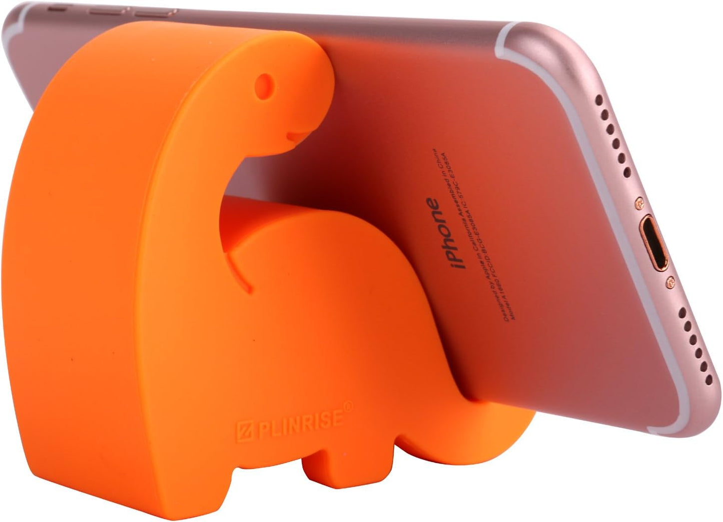 Plinrise Dinosaur Stripe Silicone Desk Phone Stand - Creative Holder for Phones and Tablets, Size: 1.3" x 3.0" x 2.7" (Orange)