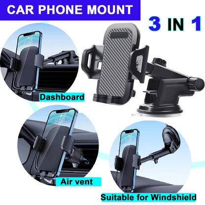 Universal Car Phone Mount with Air Vent Clip and Extended Arm for All Smartphones