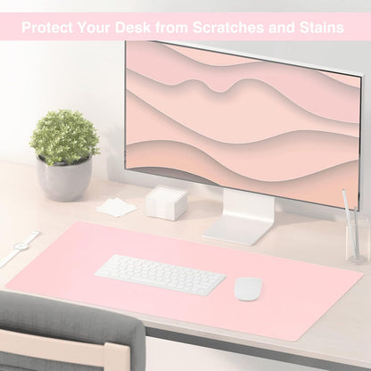 Dual Sided Desk Pad, Large Desk Mat, Waterproof Desk Blotter Protector Mouse Pad, Leather Desk Pad Large for Keyboard and Mouse (36" X 17", Blue/Pink)